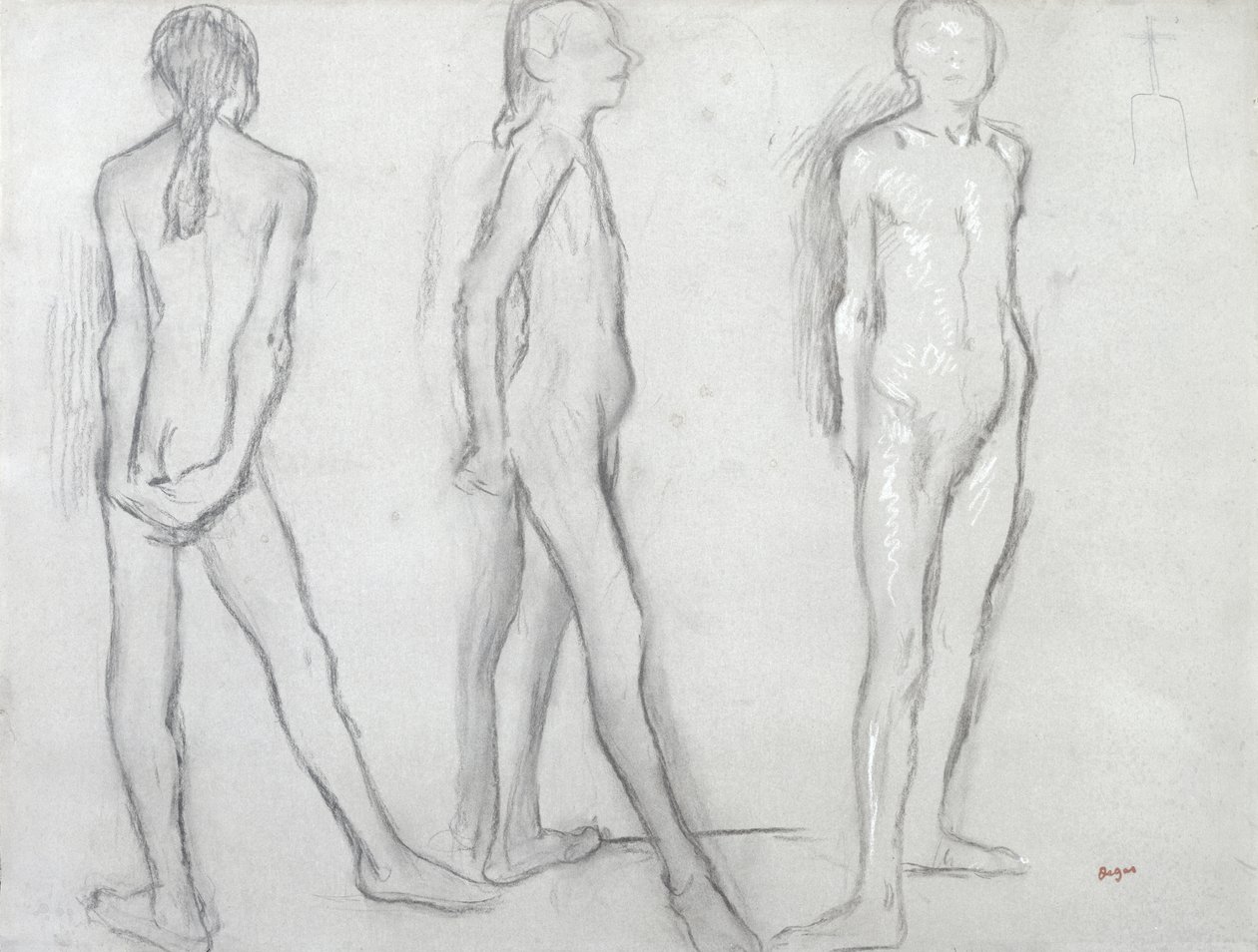 Tre studier av en nakendanser av Edgar Degas