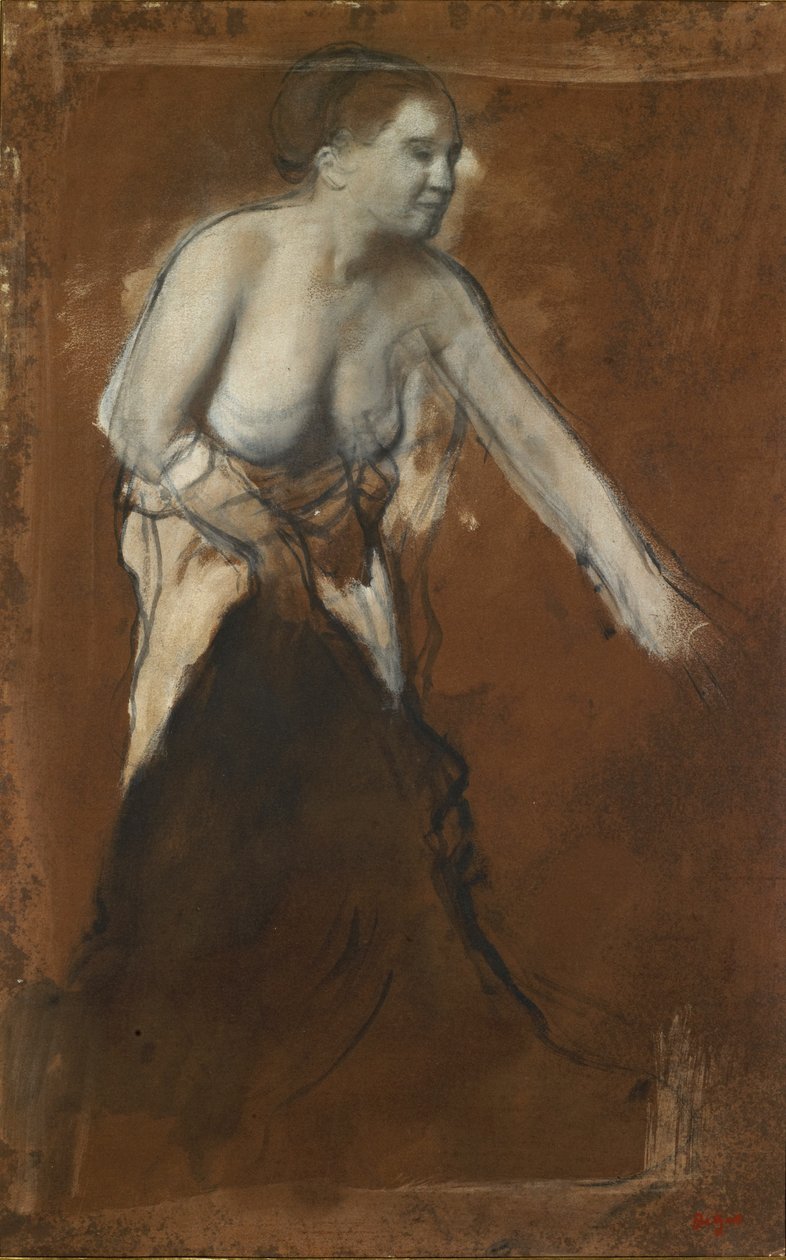 Kvinne som vasker seg, ca. 1866-68 (olje på papp) av Edgar Degas
