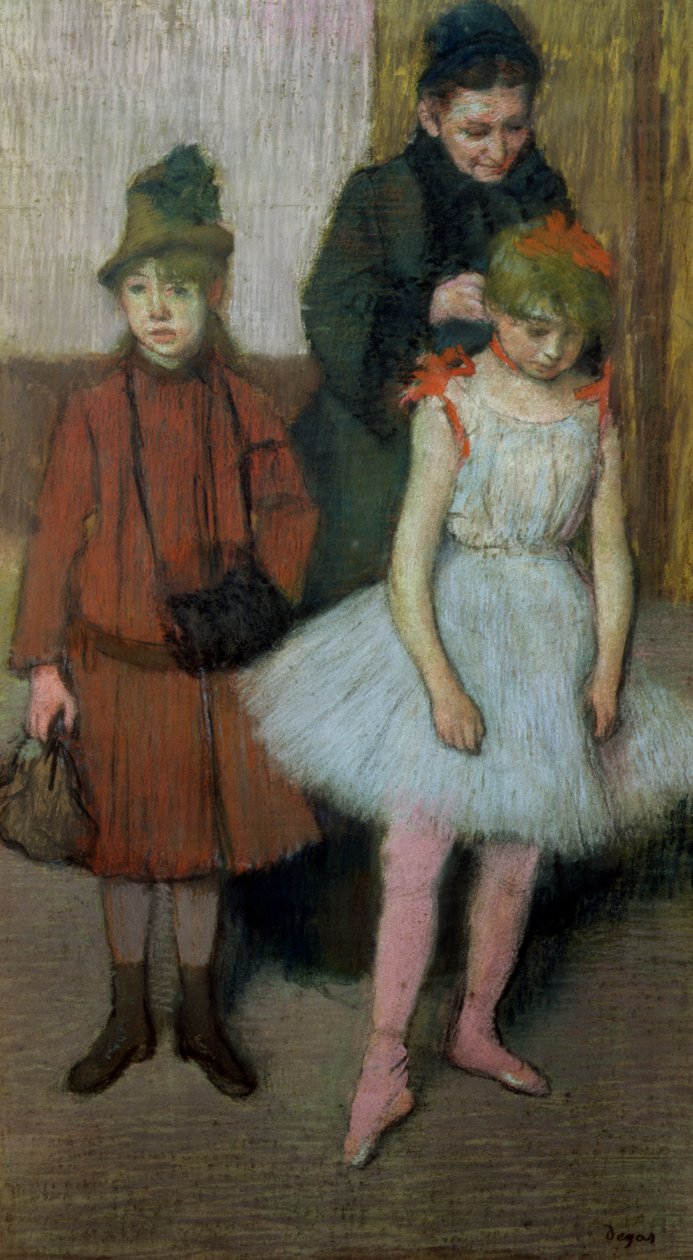 Kvinne med to små jenter (pastell) av Edgar Degas