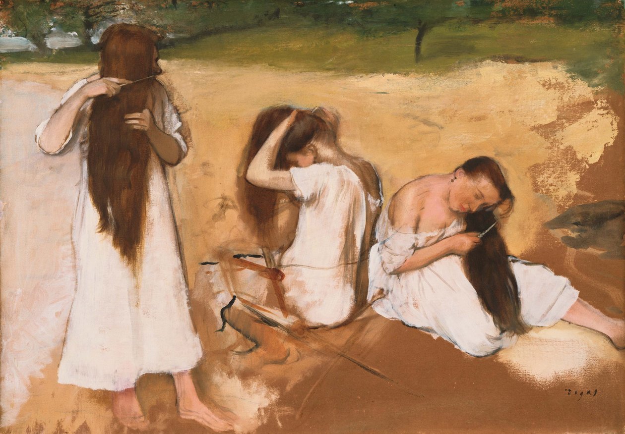 Kvinner som klemmer håret av Edgar Degas