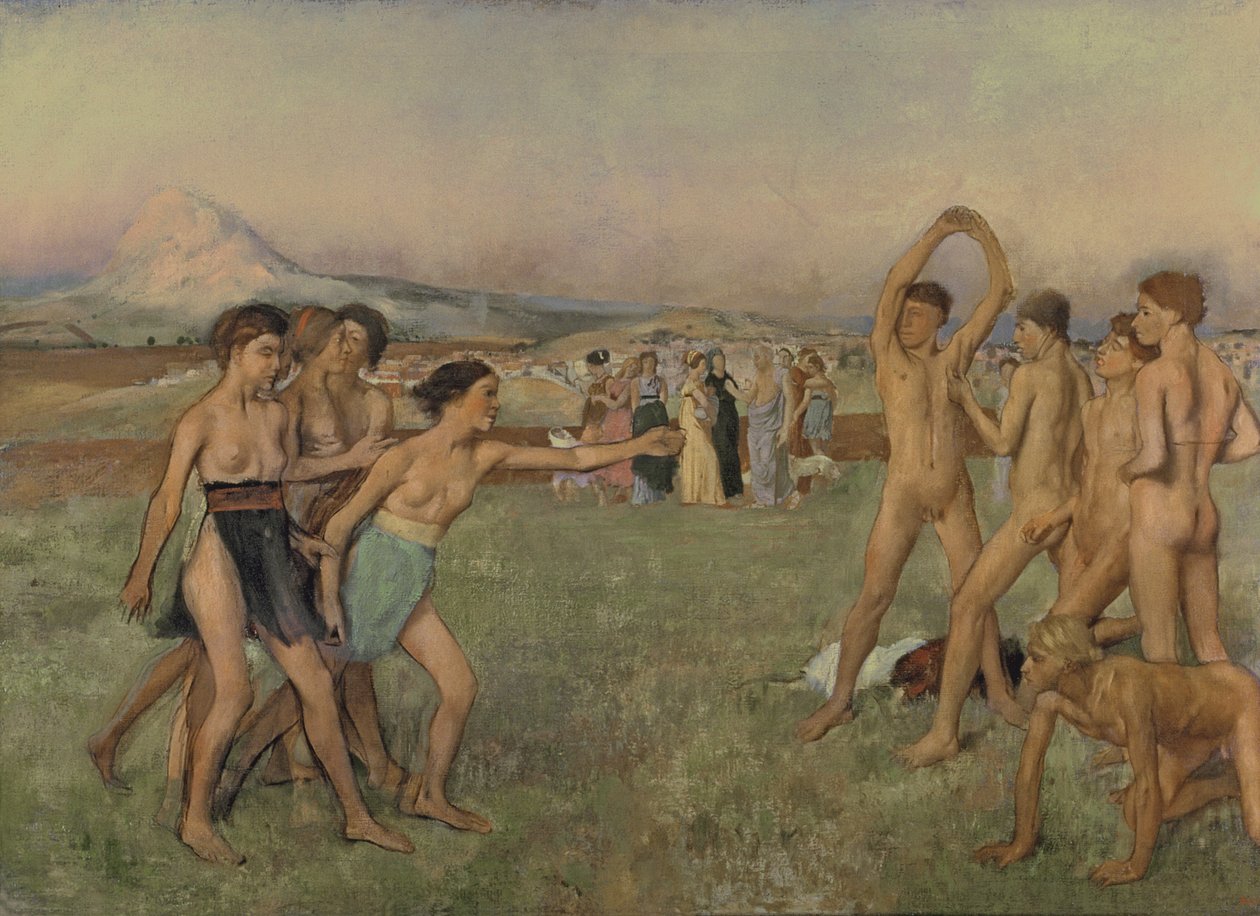 Unge spartanere som trener, ca. 1860 av Edgar Degas