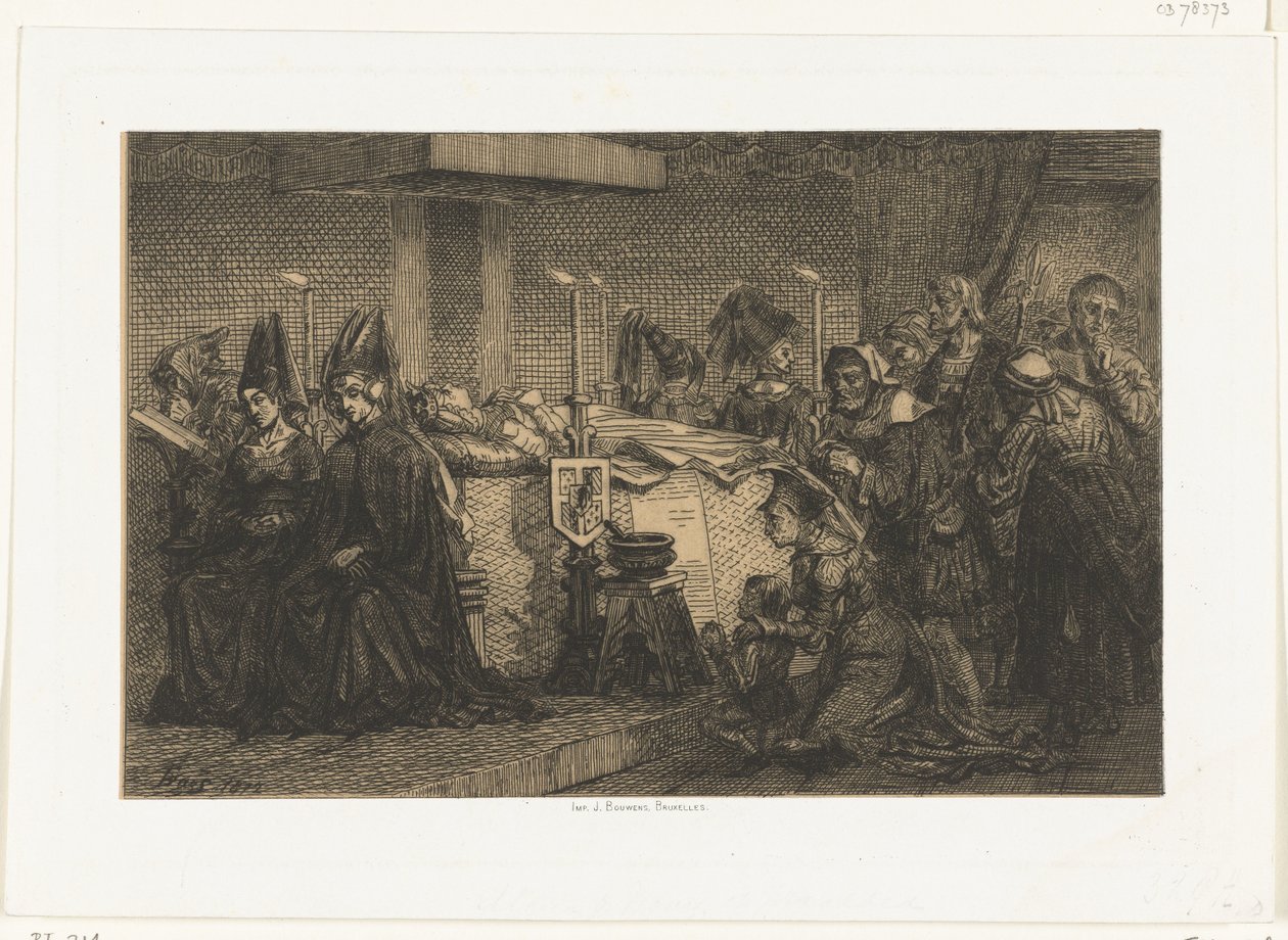 Mary of Burgundy på sin staselige seng av Edgar Alfred Baes