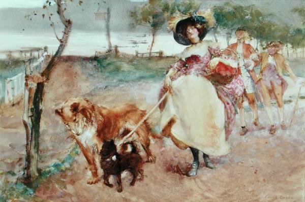 A Vigorous Outing (akvarell og gouache over blyant på papir) av Edgar Bundy