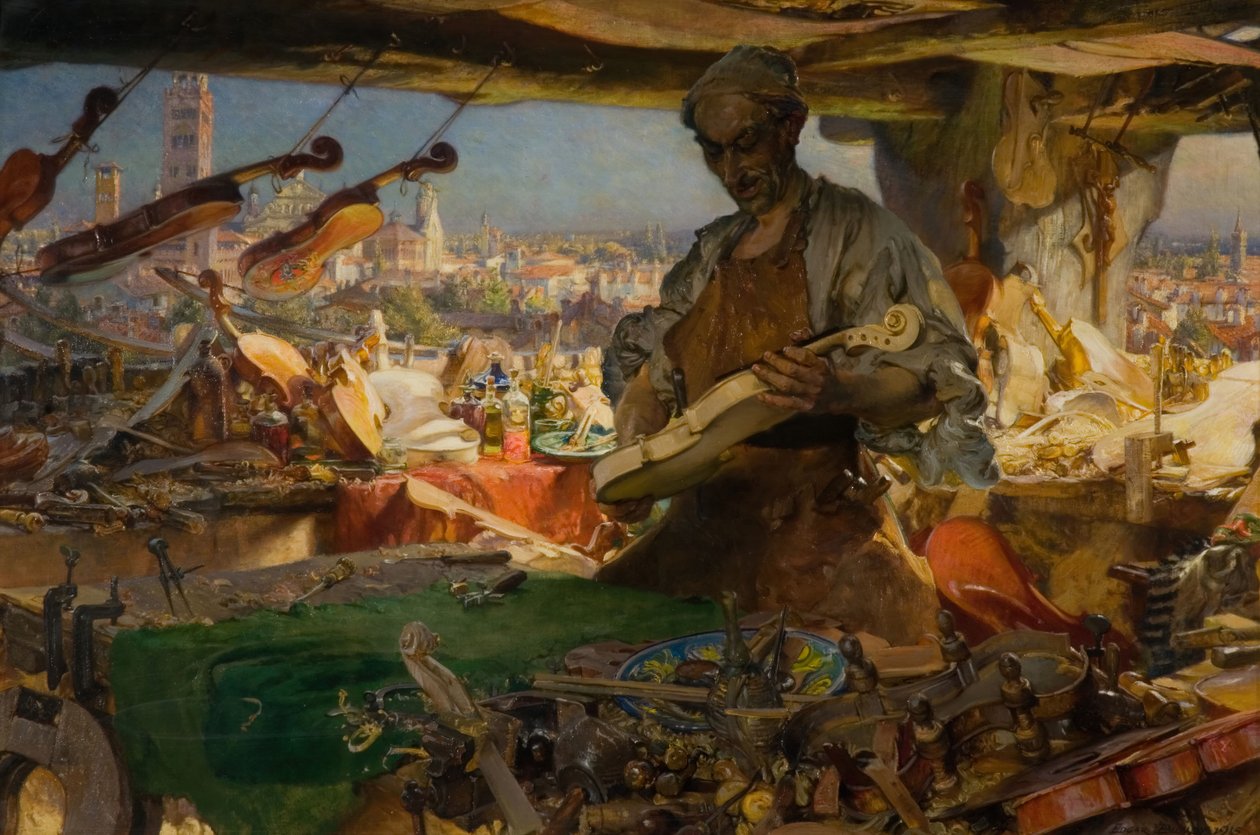 Stradivarius i verkstedet hans, 1913. av Edgar Bundy