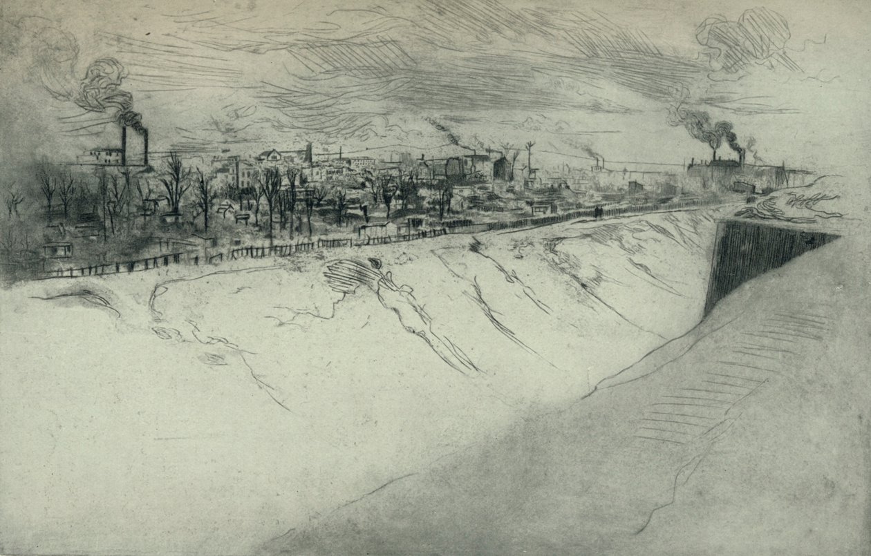 St Ouen sett fra festningsverkene i Paris, 1915 av Edgar Chahine