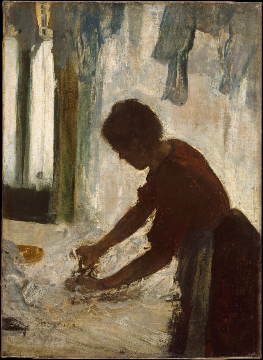 En kvinne som stryker klær av Edgar Degas