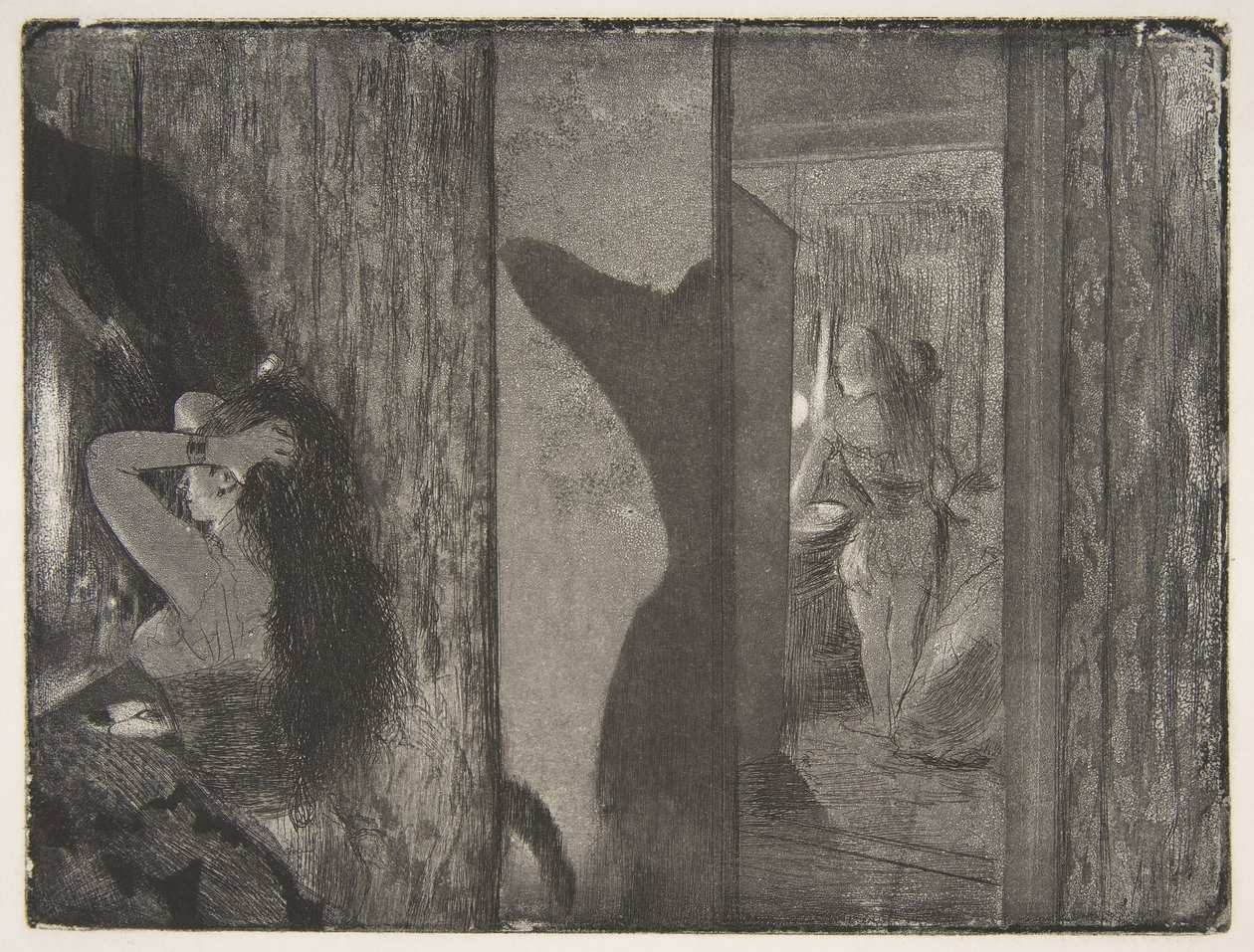 Skuespillerinner i garderobene deres, 1879-80. av Edgar Degas