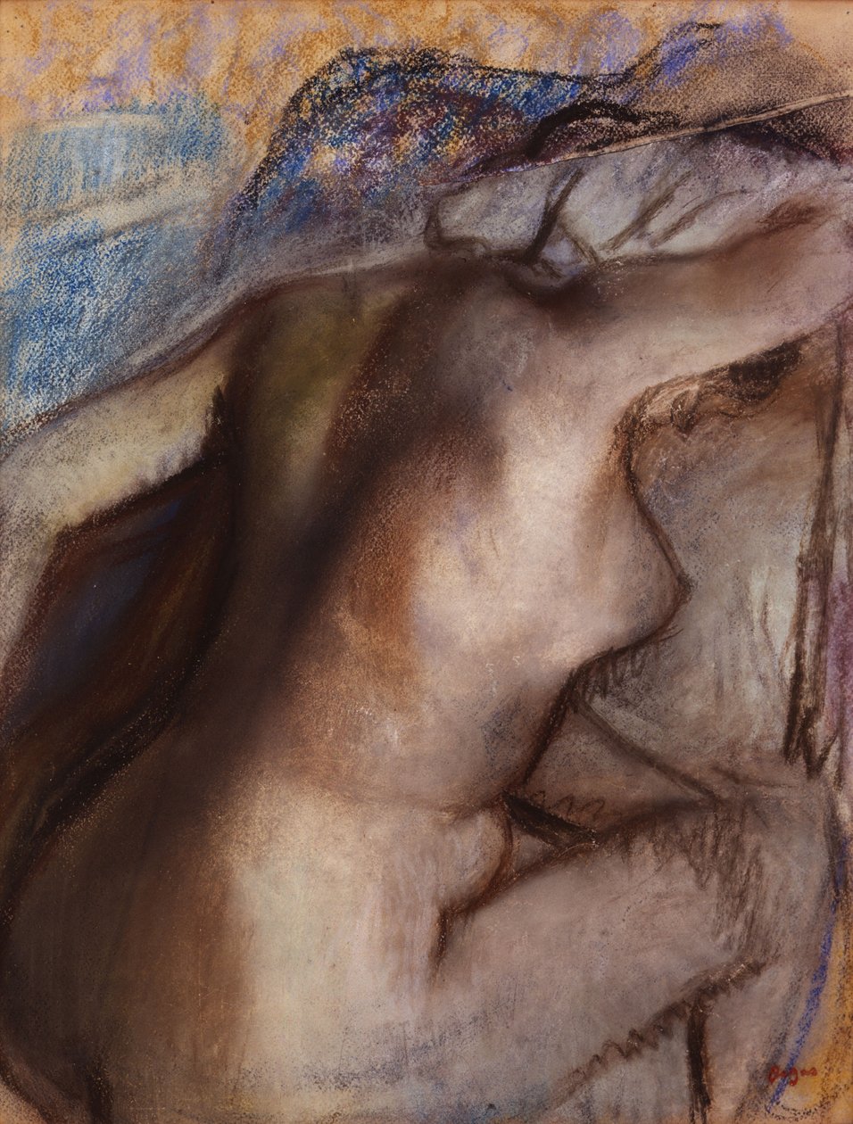Etter badet tørker kvinnen seg av Edgar Degas