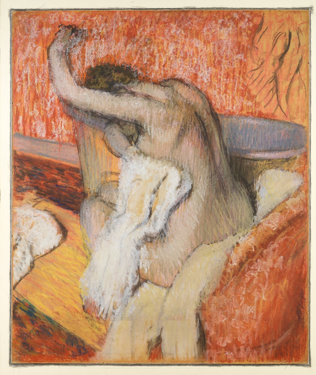 Etter badet - kvinne som tørker seg, ca. 1895 av Edgar Degas