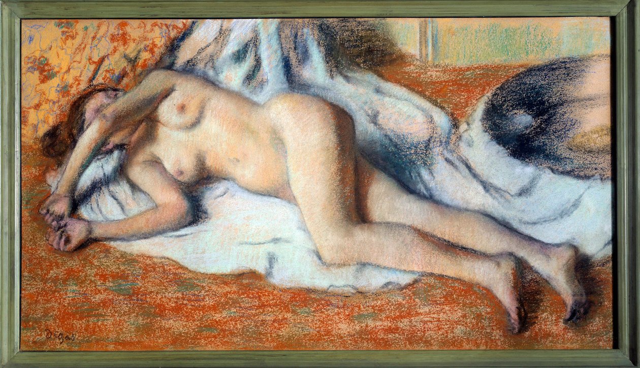 Etter badet eller naken strekker Pastellmaleri av Edgar Degas av Edgar Degas