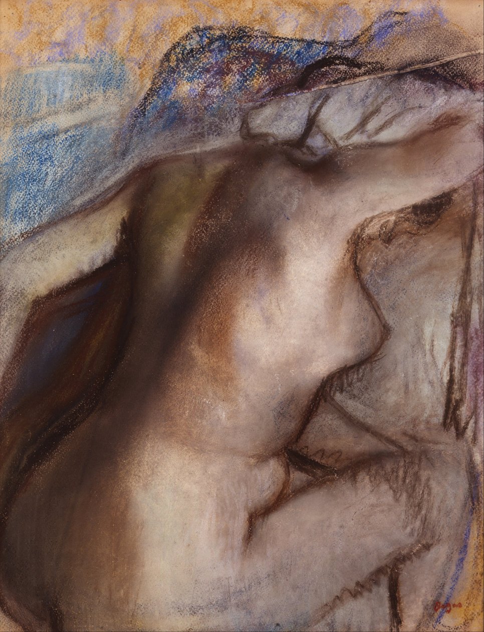 Etter badet, kvinne som tørker seg av Edgar Degas