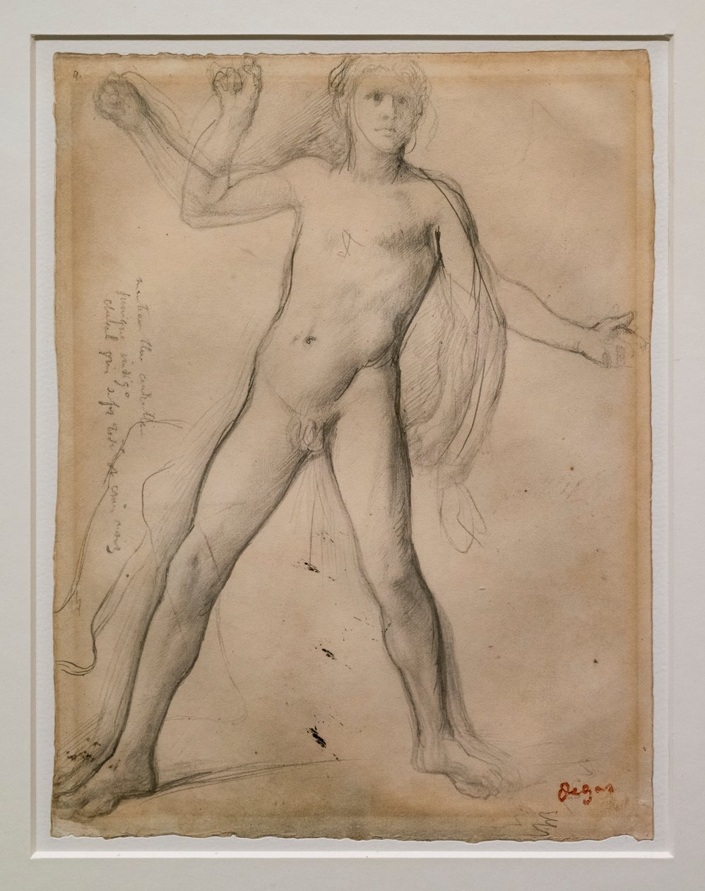 Alexander og ben studerer. Rundt 1859-1861. Svart blekk og grafitt på papir av Edgar Degas