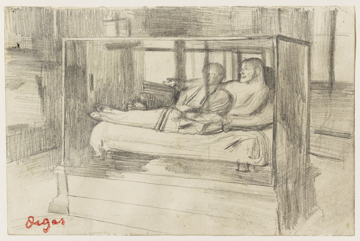 Ved Louvre: Den etruskiske sarkofagen, ca. 1879 av Edgar Degas