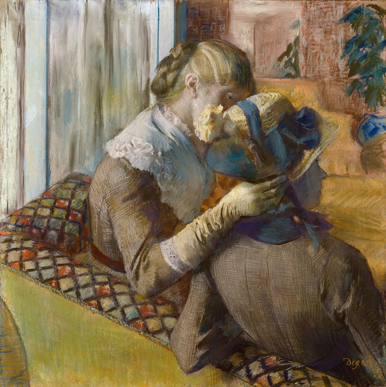 Hos moteisten. En klient prøver en lue av Edgar Degas