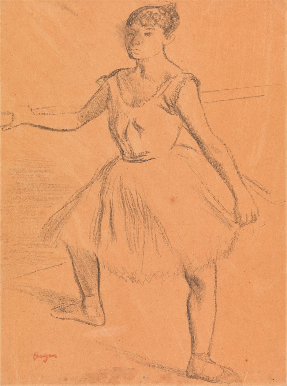 Ballerina står ved en bar av Edgar Degas