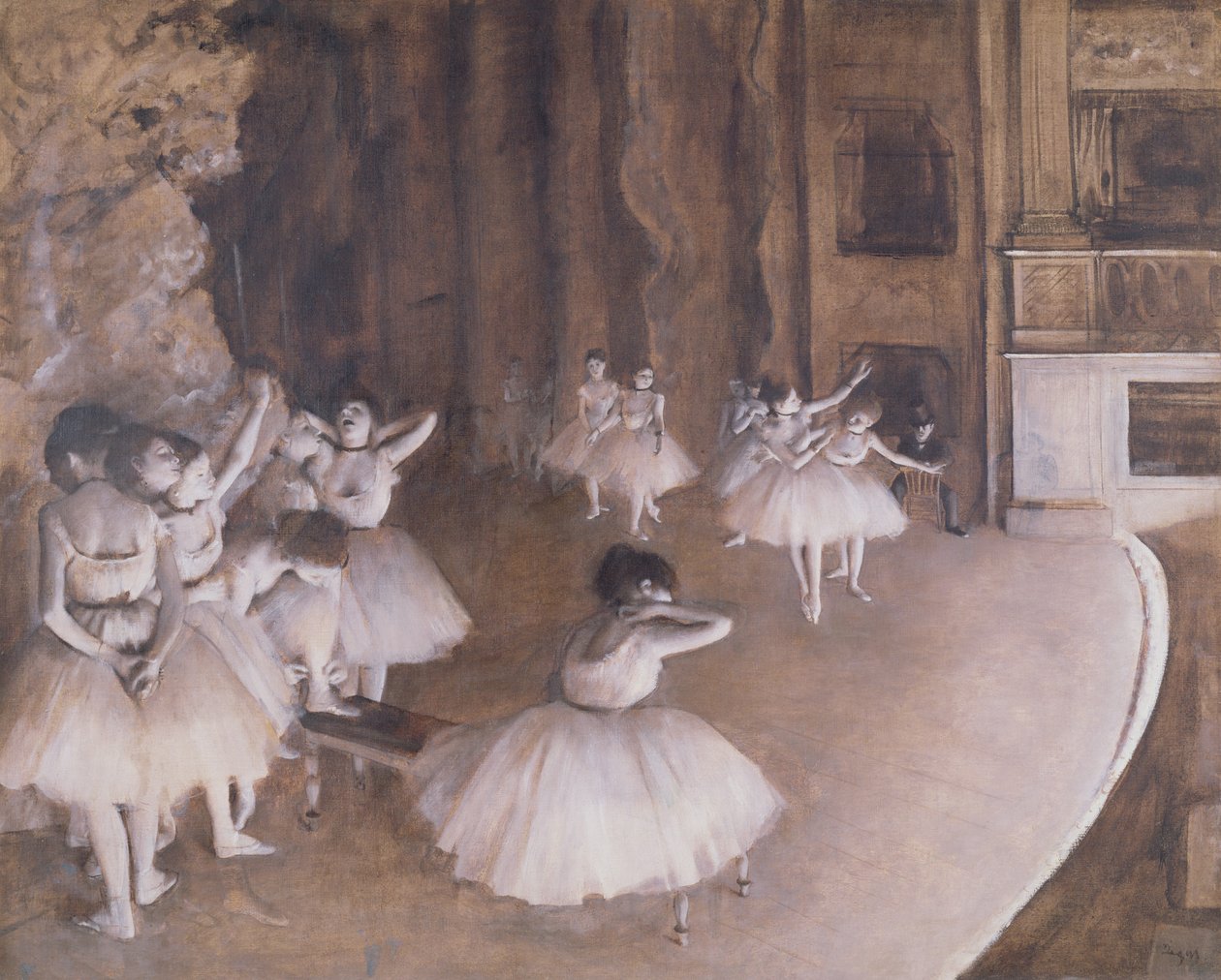 Ballettøvelse på scenen av Edgar Degas