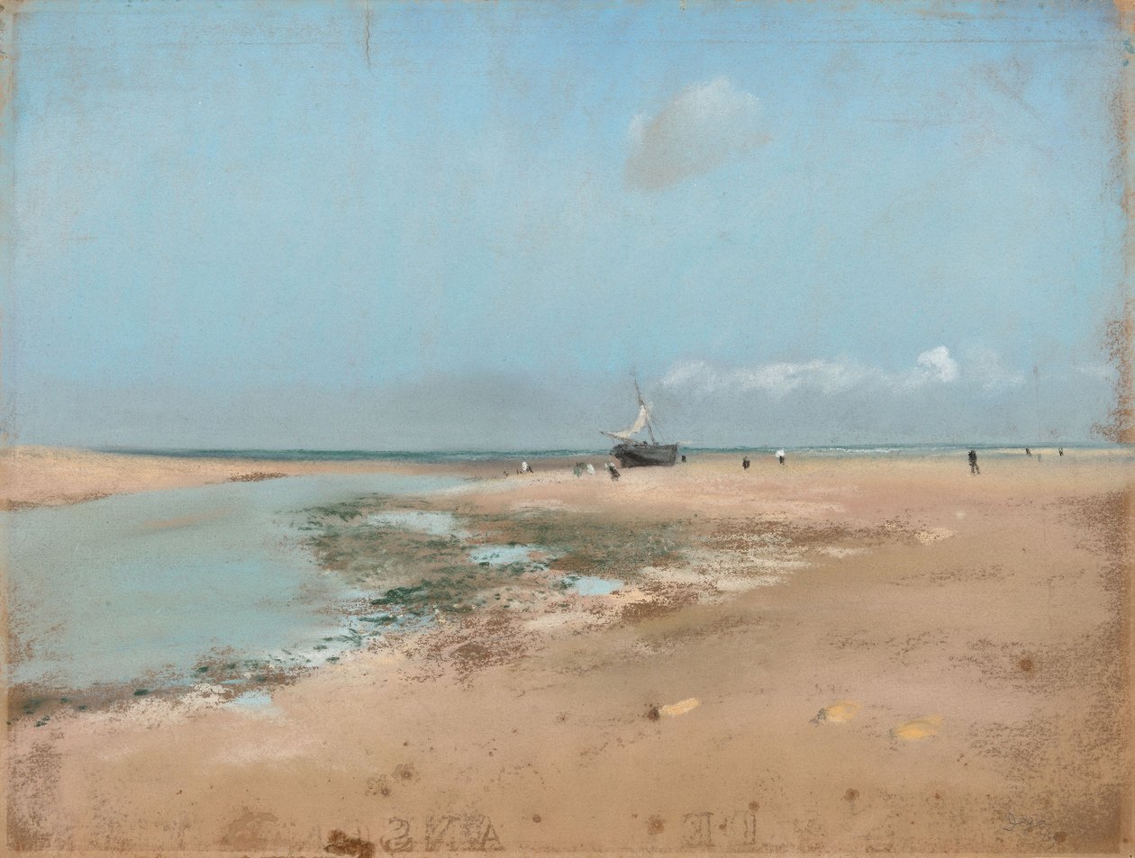 Strand ved lavvann (munningen av elven) av Edgar Degas