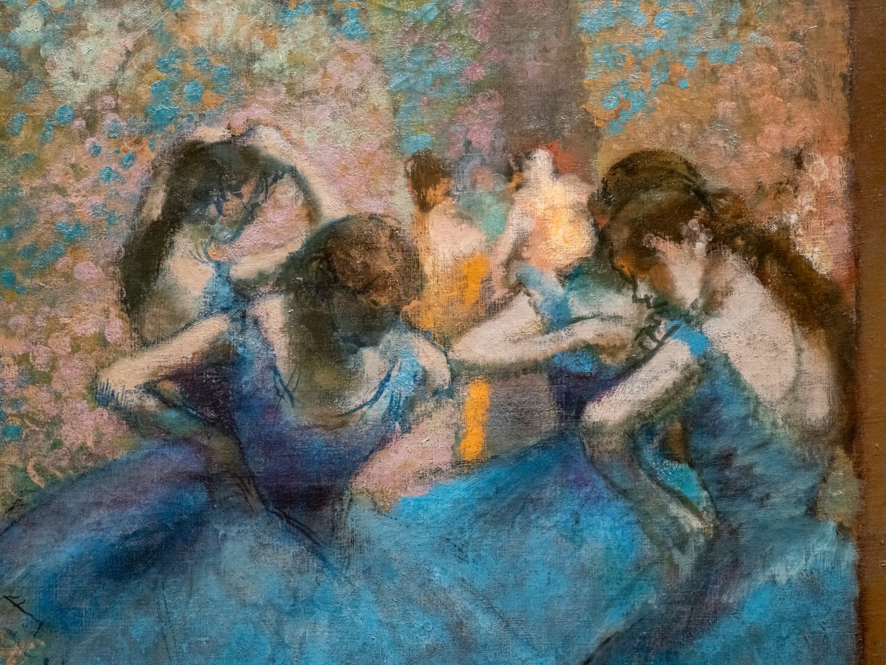 Blå dansere (detalj). Rundt 1893-96. Olje på lerret. av Edgar Degas