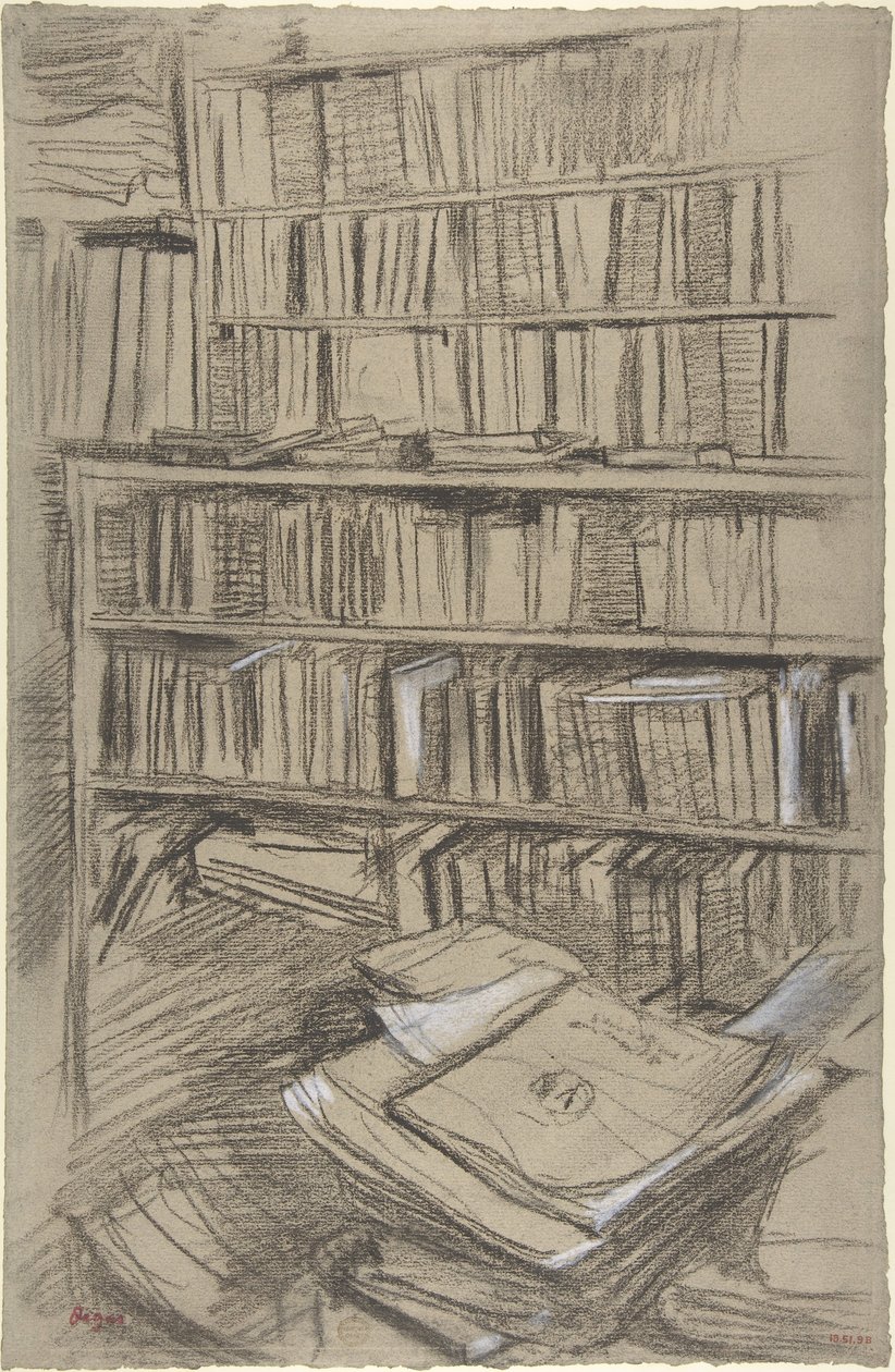 Bokhyller, studie til «Edmond Duranty» av Edgar Degas