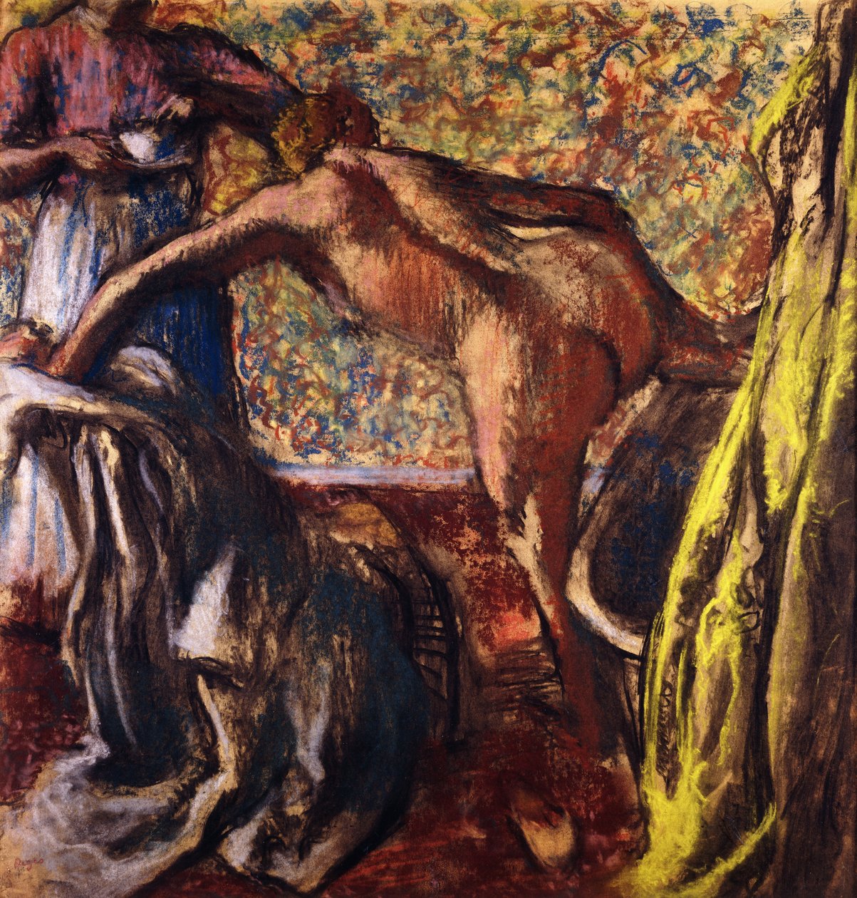 Frokost etter badet; Frokosten etter badet, ca. 1895-98 av Edgar Degas
