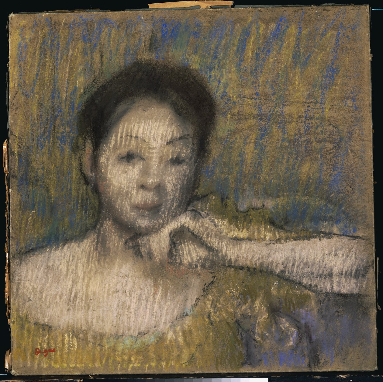 Byste av en kvinne med venstre hånd på haken, ca. 1895-98 av Edgar Degas