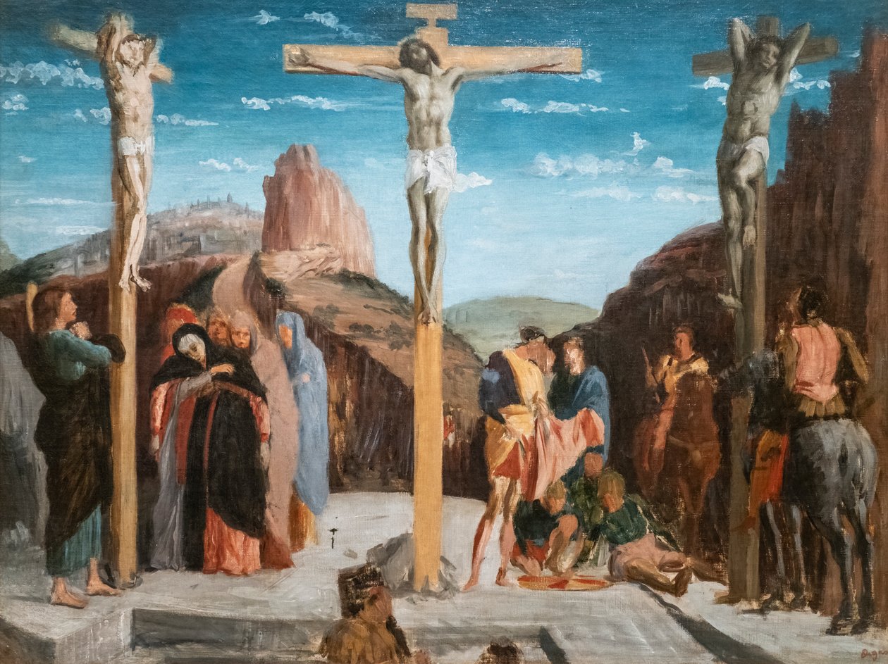 Golgata (kopi etter Andrea Mantegna). 1861. Olje på lerret. av Edgar Degas