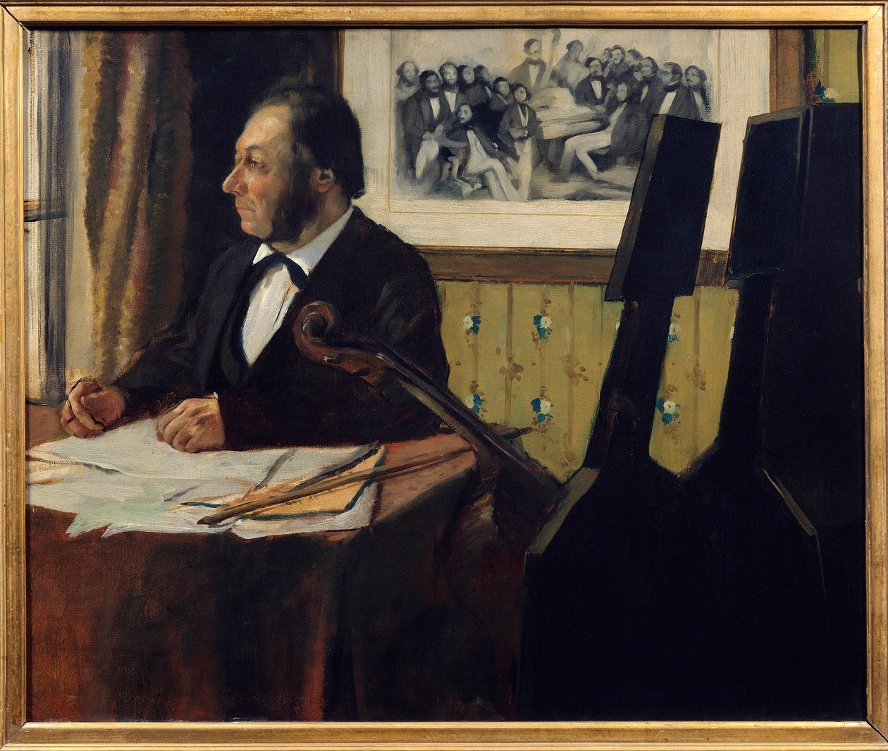 Cellist Pilet, Louis Marie Pilet (1815-1877). Maleri av Edgar Degas (1834-1917) 1869 Søn. 0,50 x 0,61 m Paris. Musee d