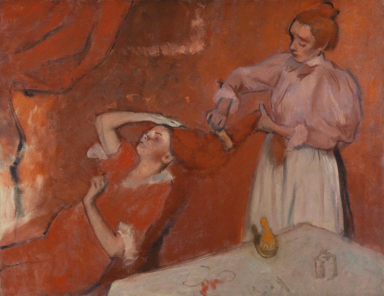 Combing the Hair (La Coiffure), ca. 1896 (olje på lerret) av Edgar Degas