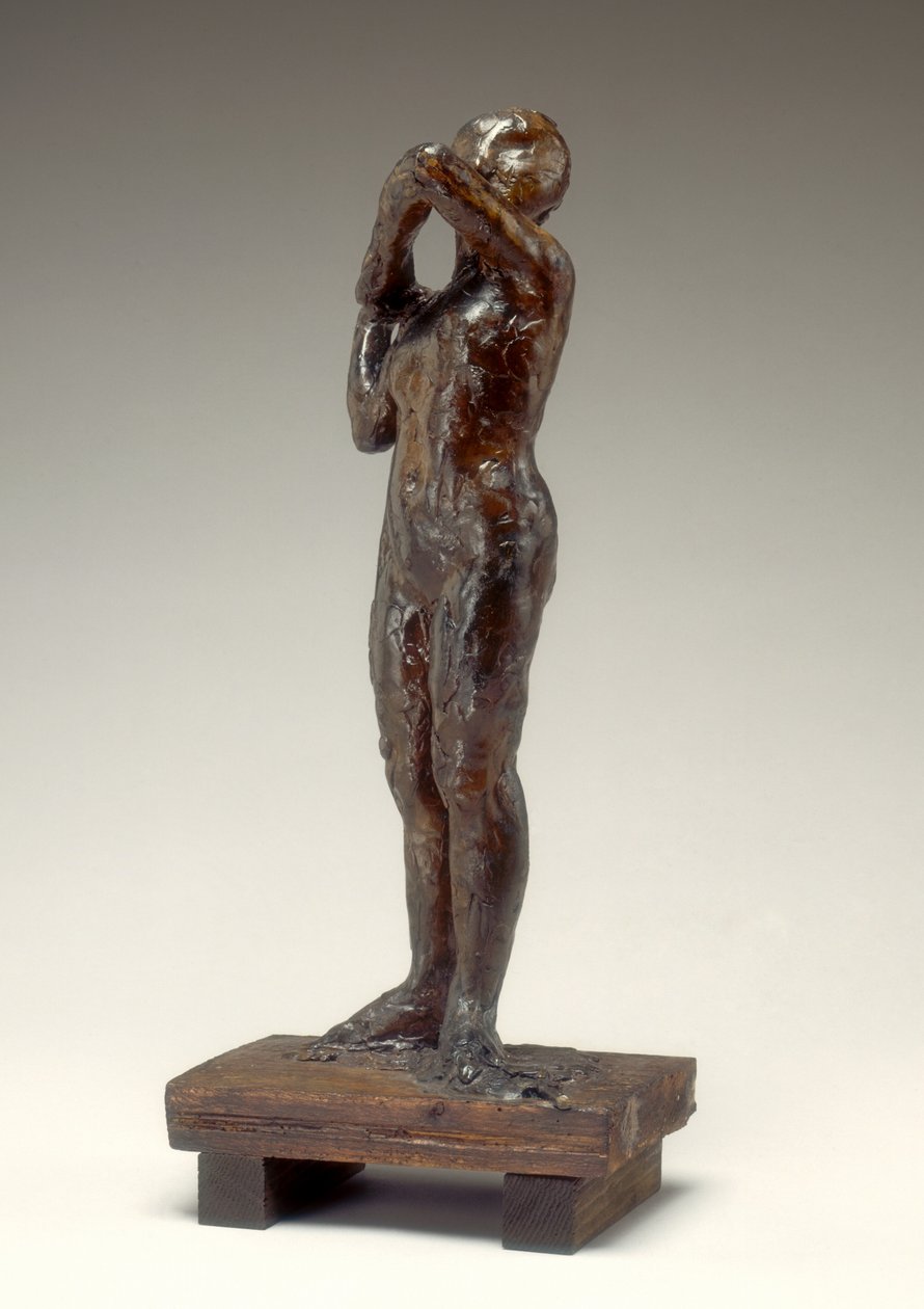 Danser som justerer skulderremmen på kroppen hennes, 1880-1890-tallet. av Edgar Degas