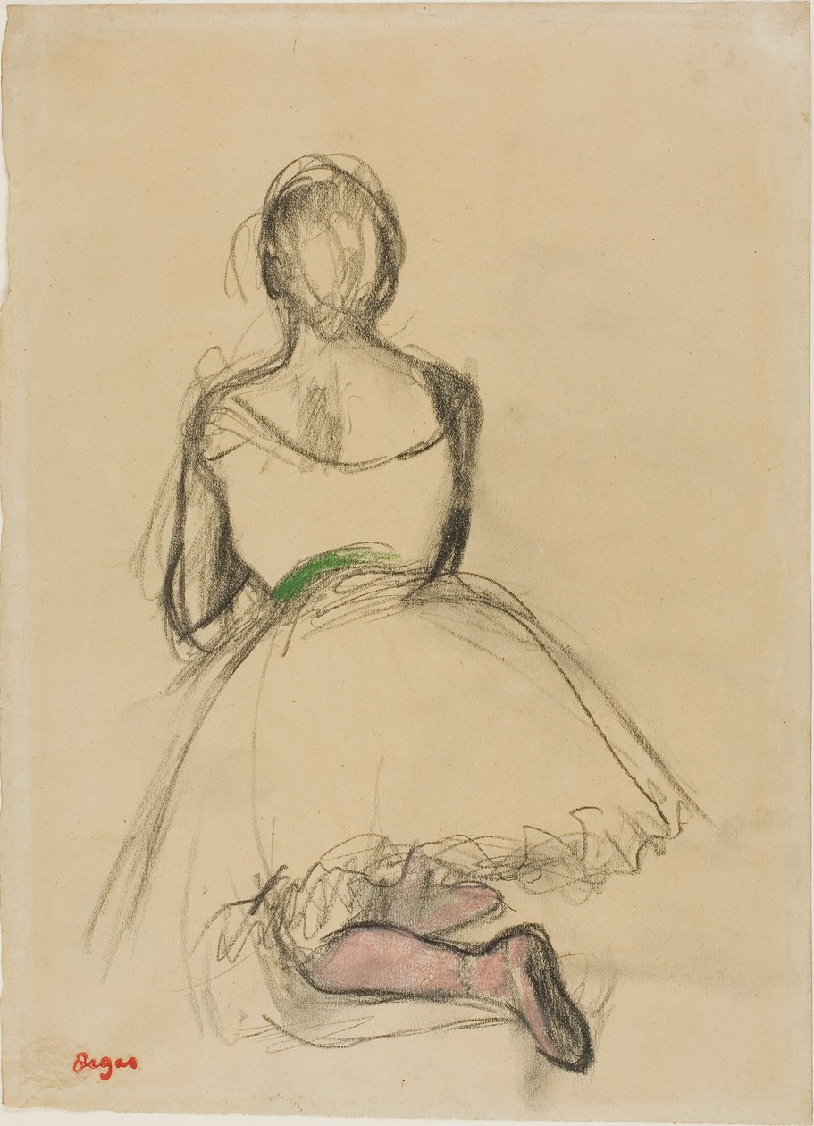 Danser knelende, sett bakfra av Edgar Degas