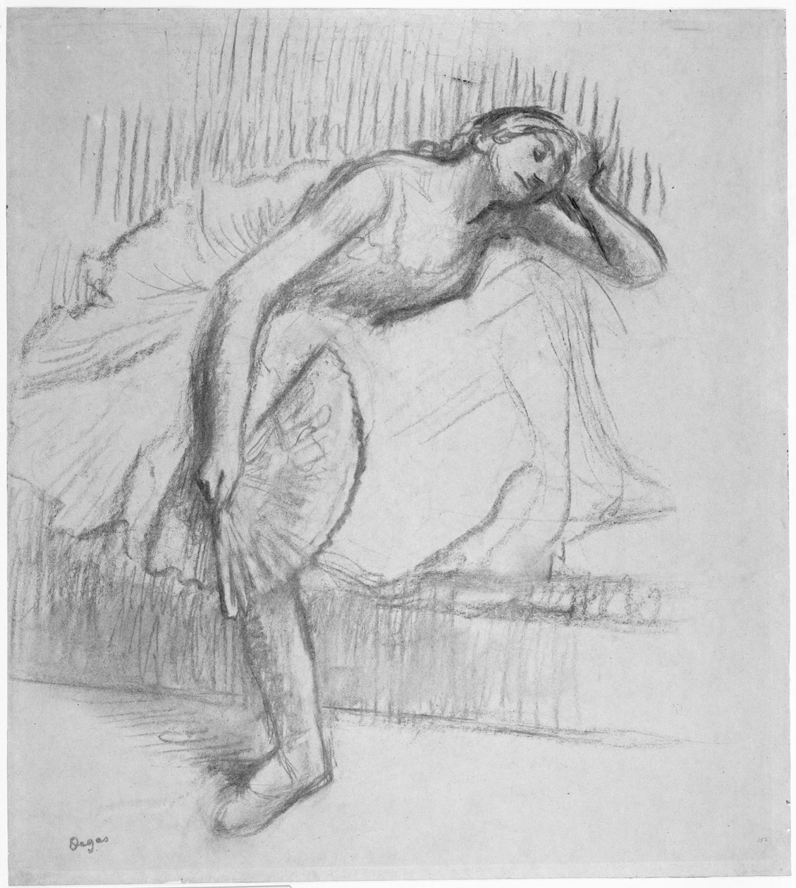 Danser hviler med en vifte av Edgar Degas