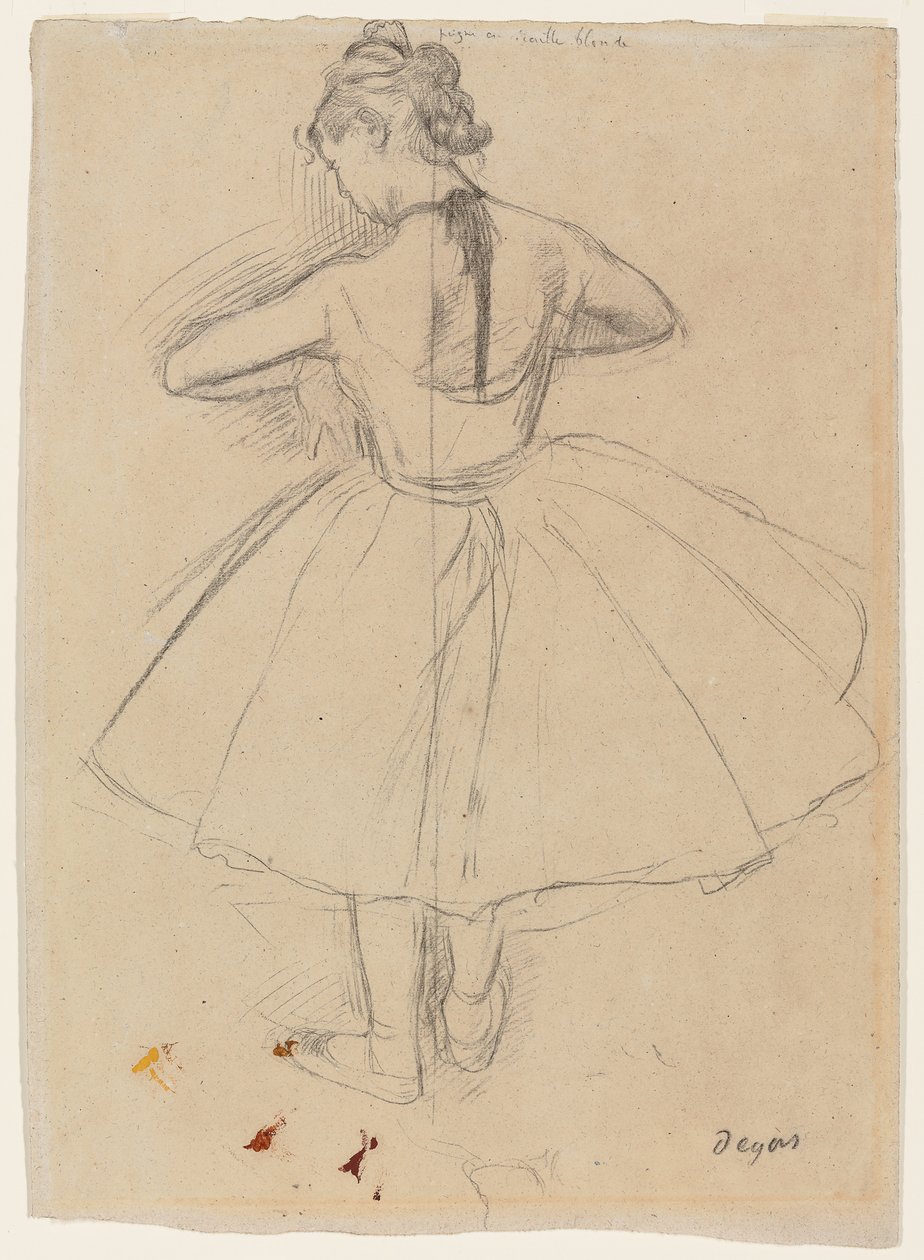 Danser stående, bakfra; Stående danser, bakfra, 1872-1873 av Edgar Degas