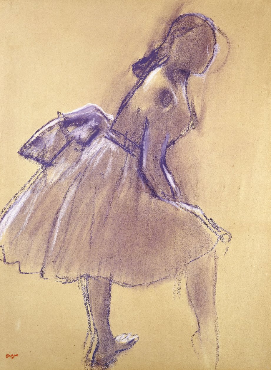 Danser stående, i profil; Stående danser, i profil, ca. 1880 av Edgar Degas