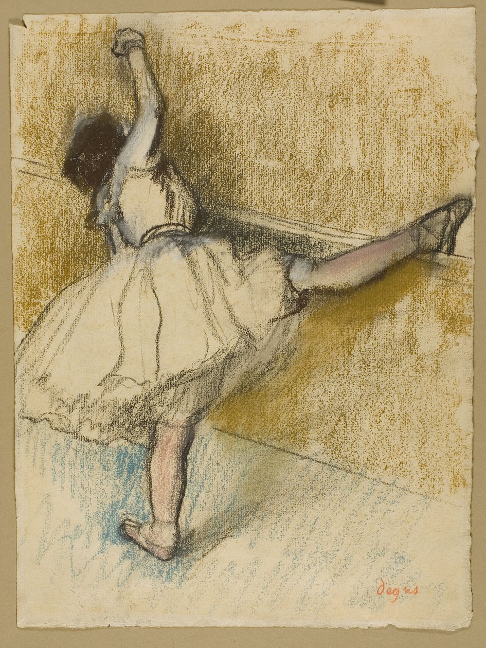 Danser som strekker seg ved baren av Edgar Degas