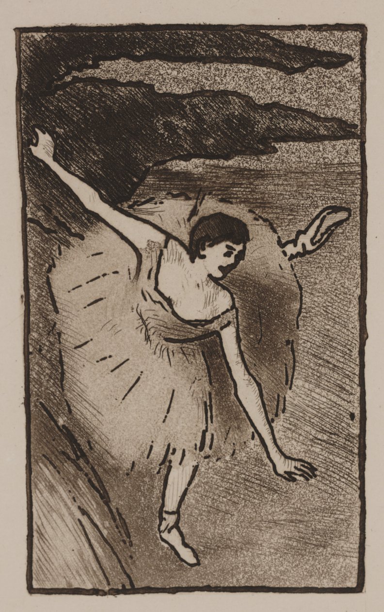 Danser på scenen, tar buen hennes av Edgar Degas