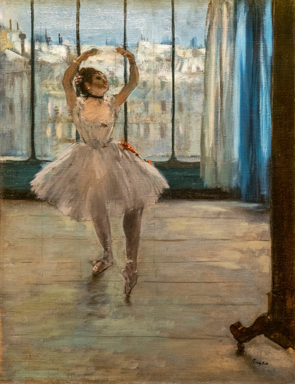 Danser poserer hjemme hos en fotograf (1874). Olje på lerret. av Edgar Degas