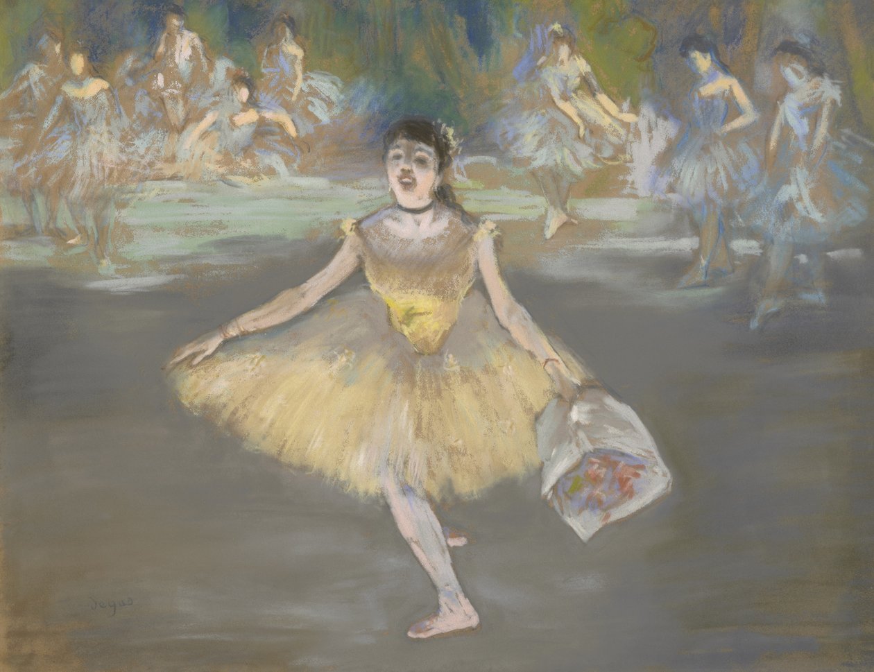 Danser med en bukett, før 1923 av Edgar Degas