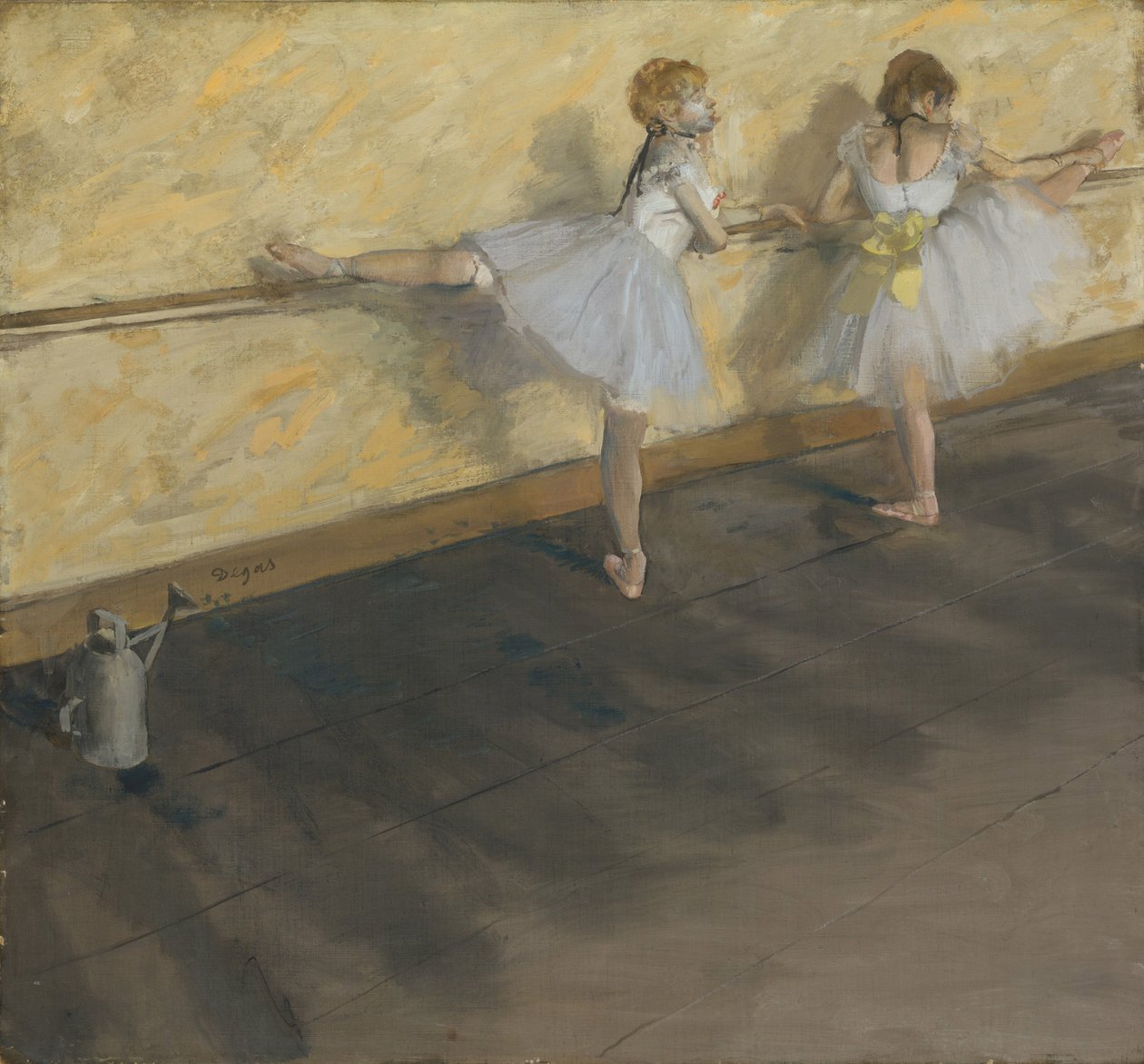 Dancers Practicing at the Barre, 1877 (blandet media på lerret) av Edgar Degas