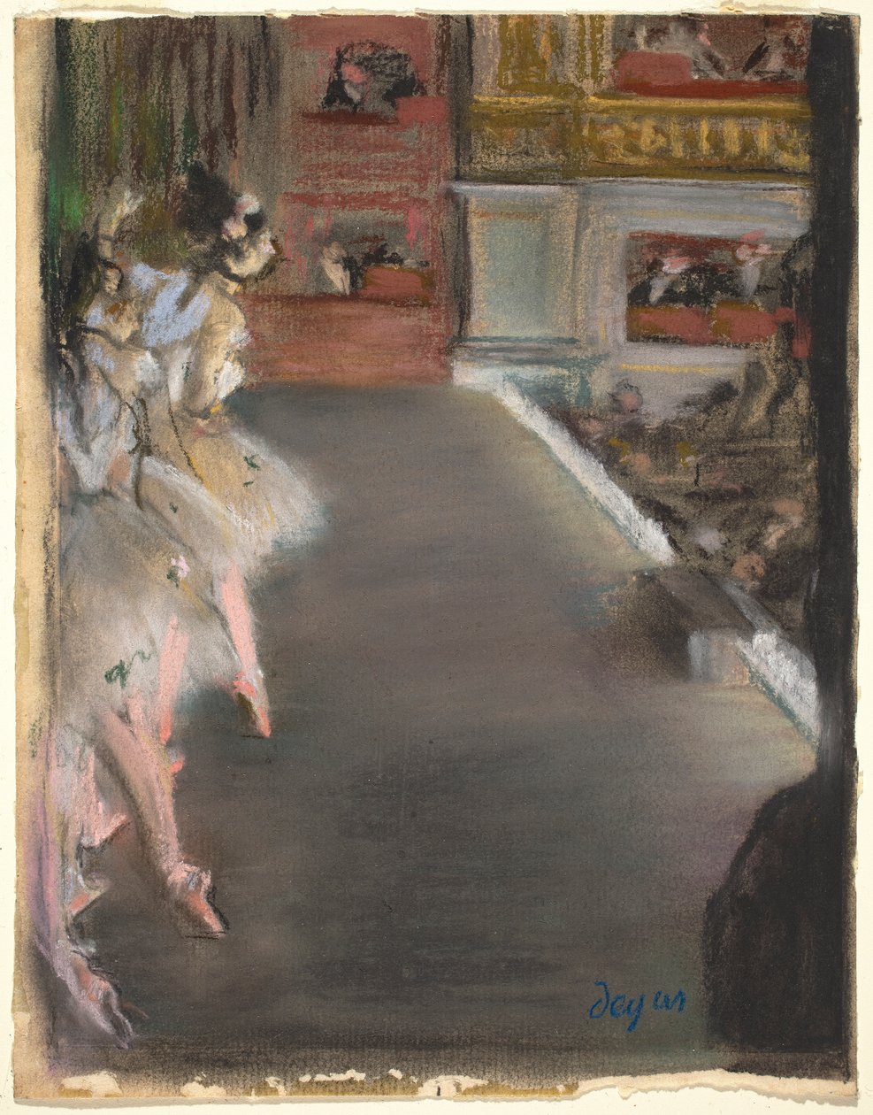 Dansere ved det gamle operahuset, ca. 1877 (pastell over monotypi på lagt papir) av Edgar Degas