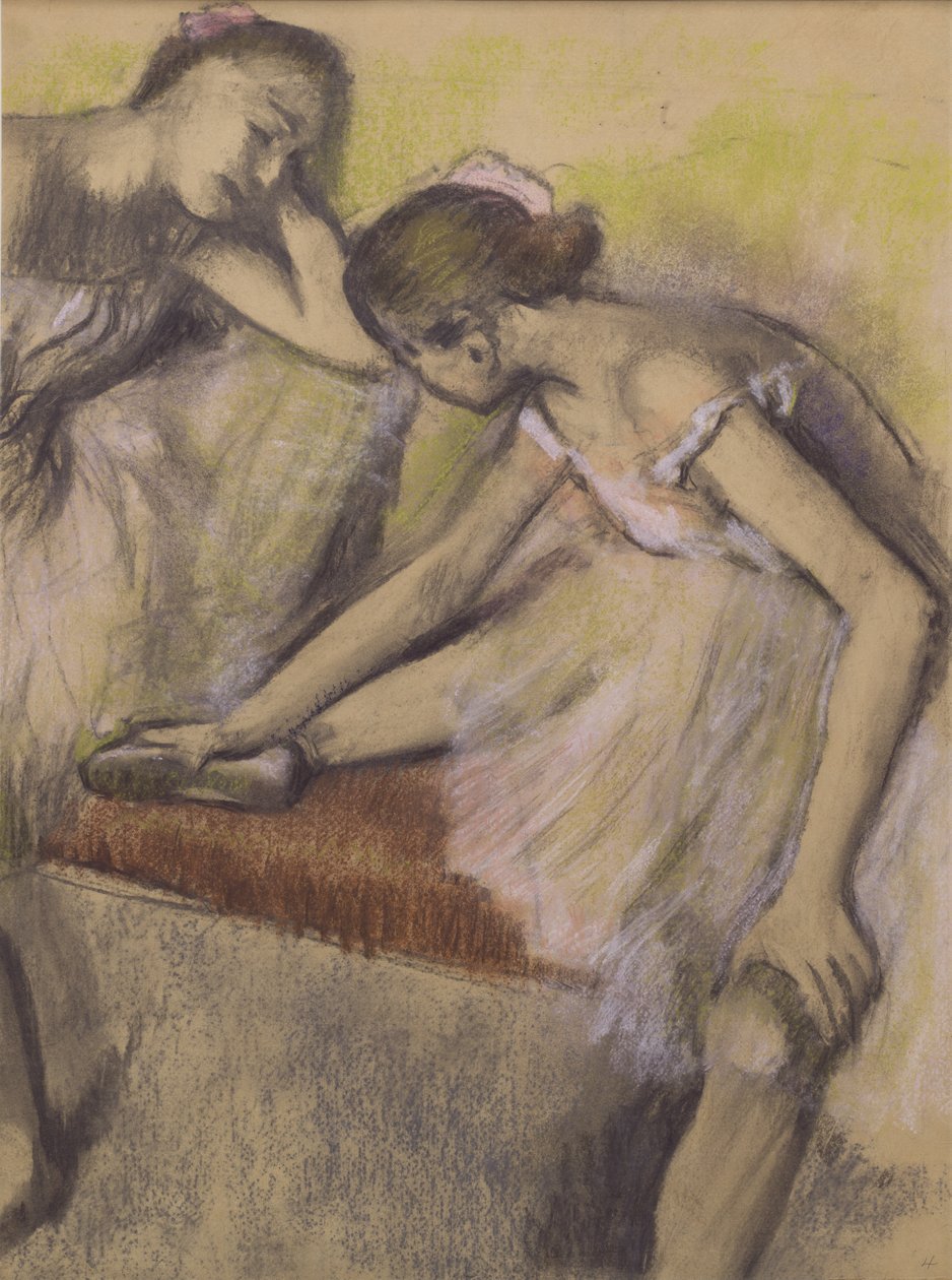 Dancers in Repose, ca. 1898 (pastell og kull på tynt vevd papir helt festet til et tynt støtteark) av Edgar Degas