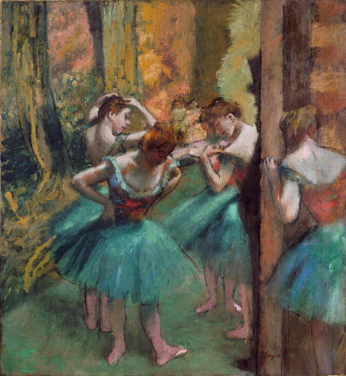Dansere i rosa og grønt (Dancers, Pink and Green) (olje på lerret) av Edgar Degas