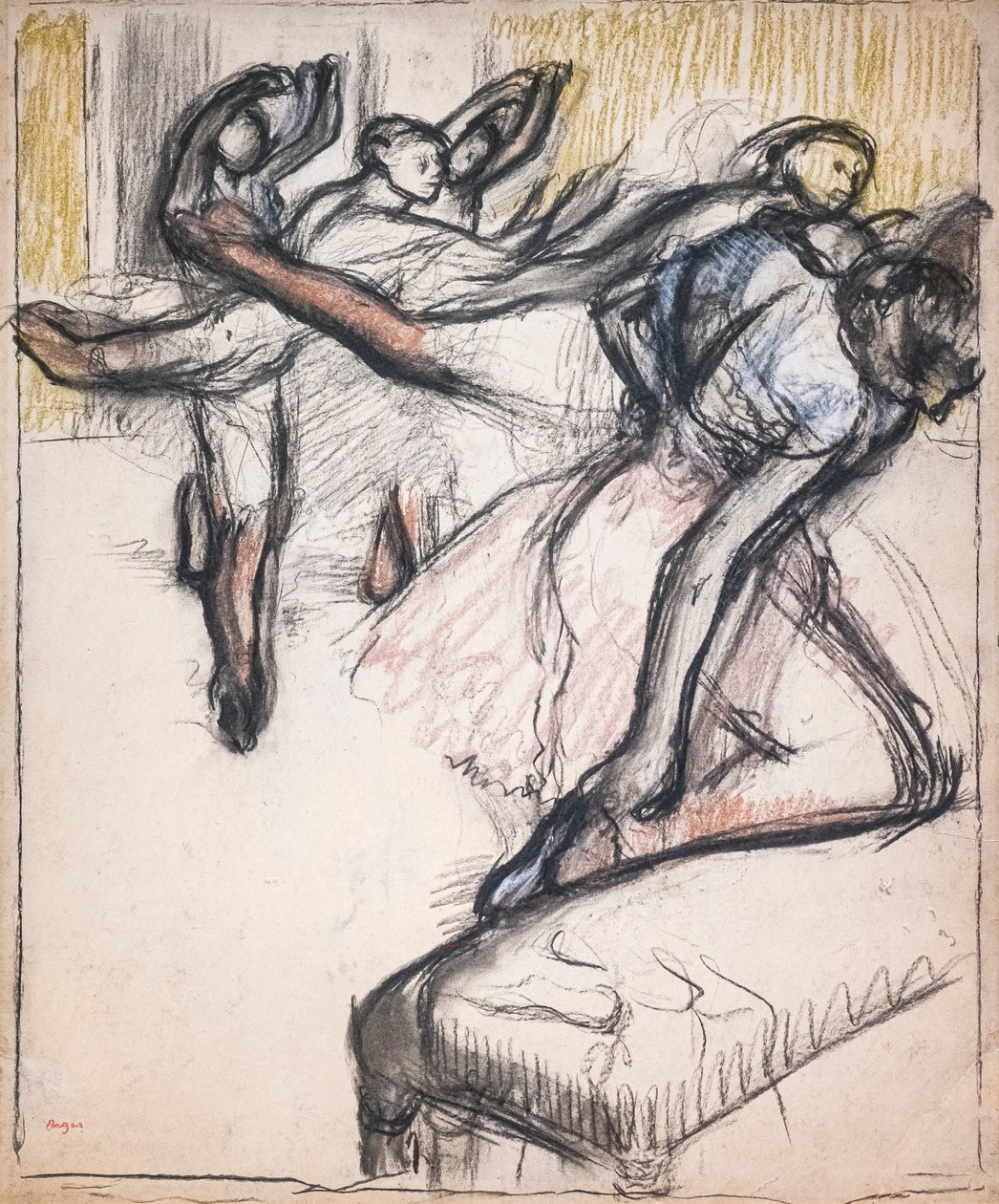 Dansere øver i Operafoajeen. Omkring 1890. Pastell og kull på papir. av Edgar Degas