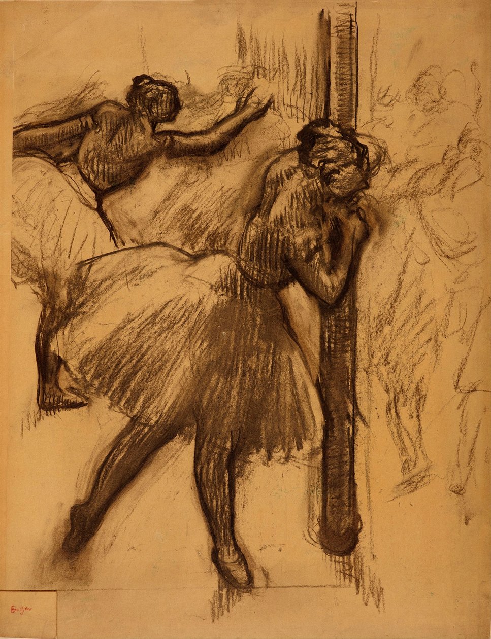Danserinne som lener seg mot en søyle av Edgar Degas