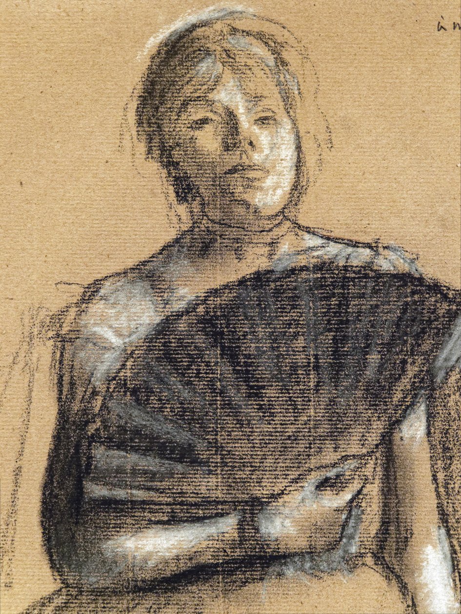 Detalj av en danser (ca. 1876). Edgar Degas (1834–1917). Pastell og kull på papirstang. Kunstmuseet i Paris, PeuPalais. av Edgar Degas