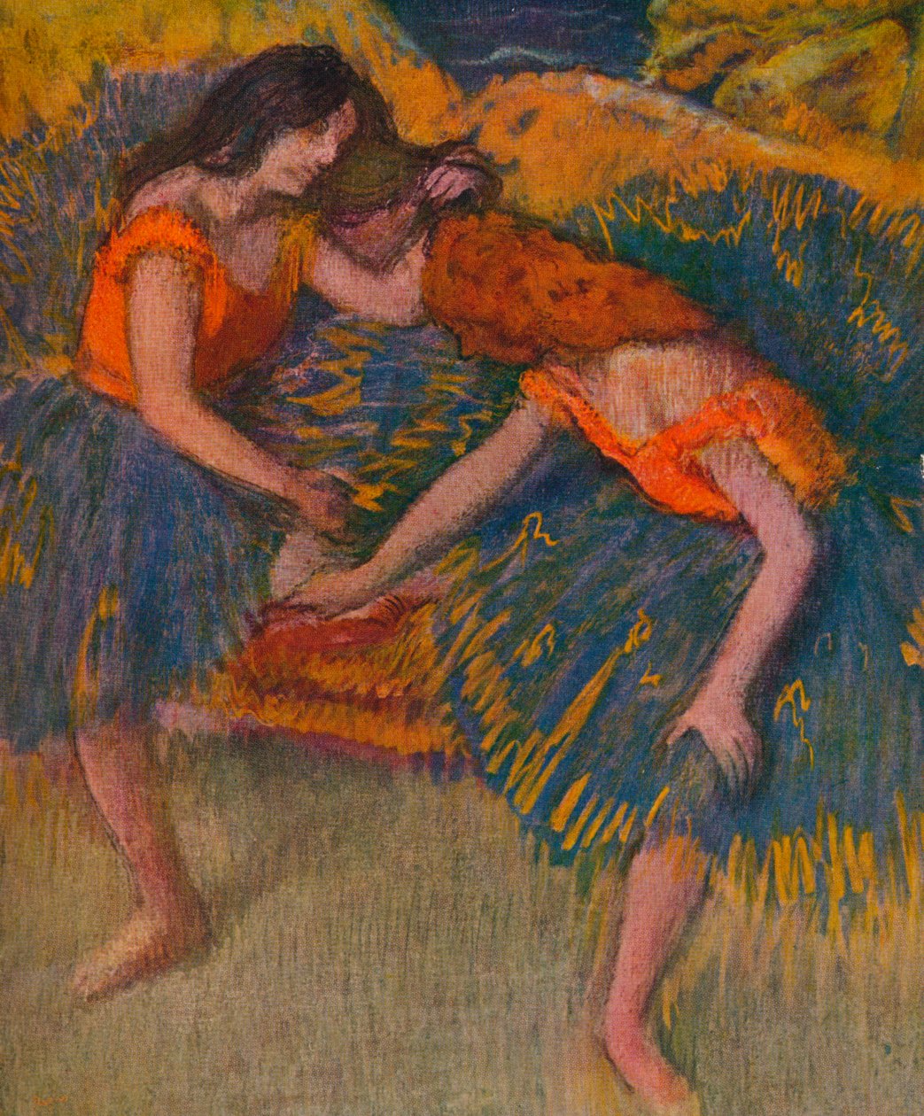 To dansere i gule bodices, c1902 av Edgar Degas