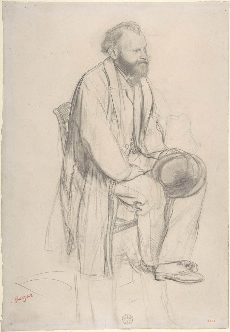 Édouard Manet, sittende, med hatten i hånden av Edgar Degas