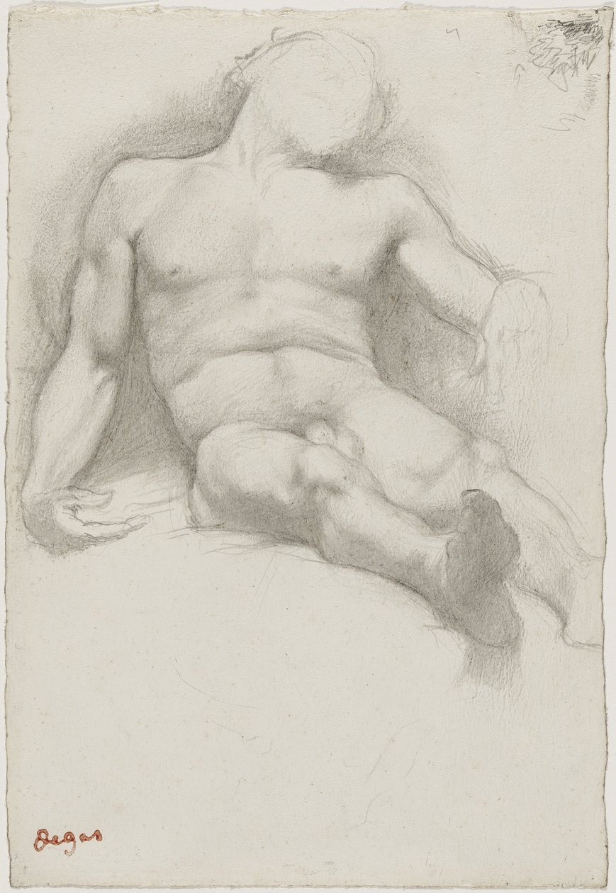 Studie - Liggende naken mann av Edgar Degas
