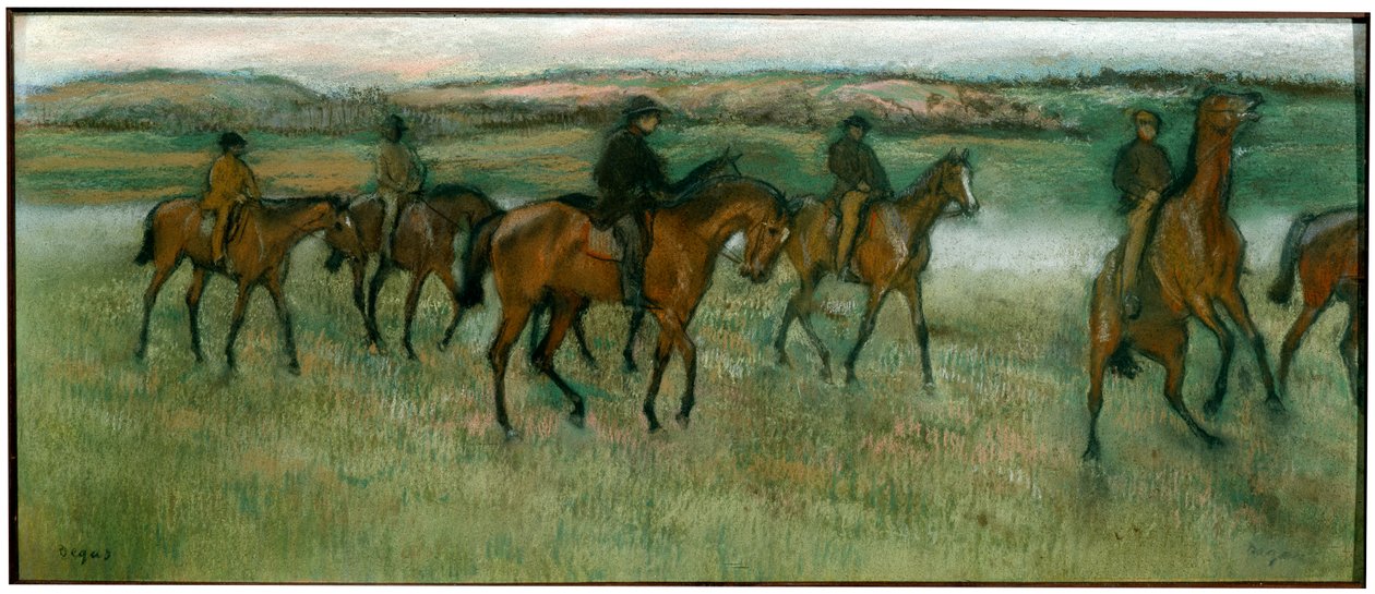Trener veddeløpshester, c1880. av Edgar Degas