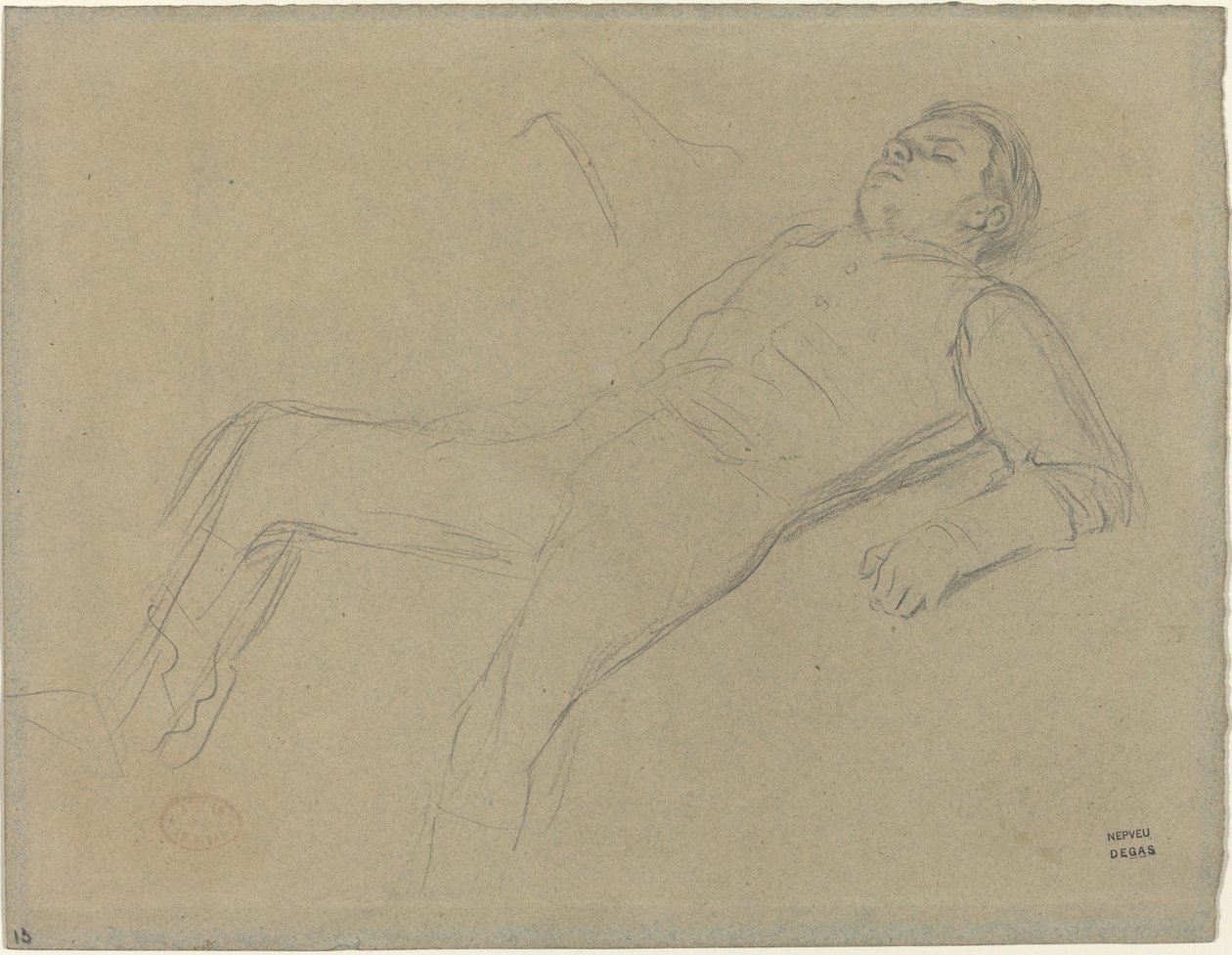 Fallen Jockey-studie for Scene from the Steeplechase: The Fallen Jockey, ca. 1866. av Edgar Degas