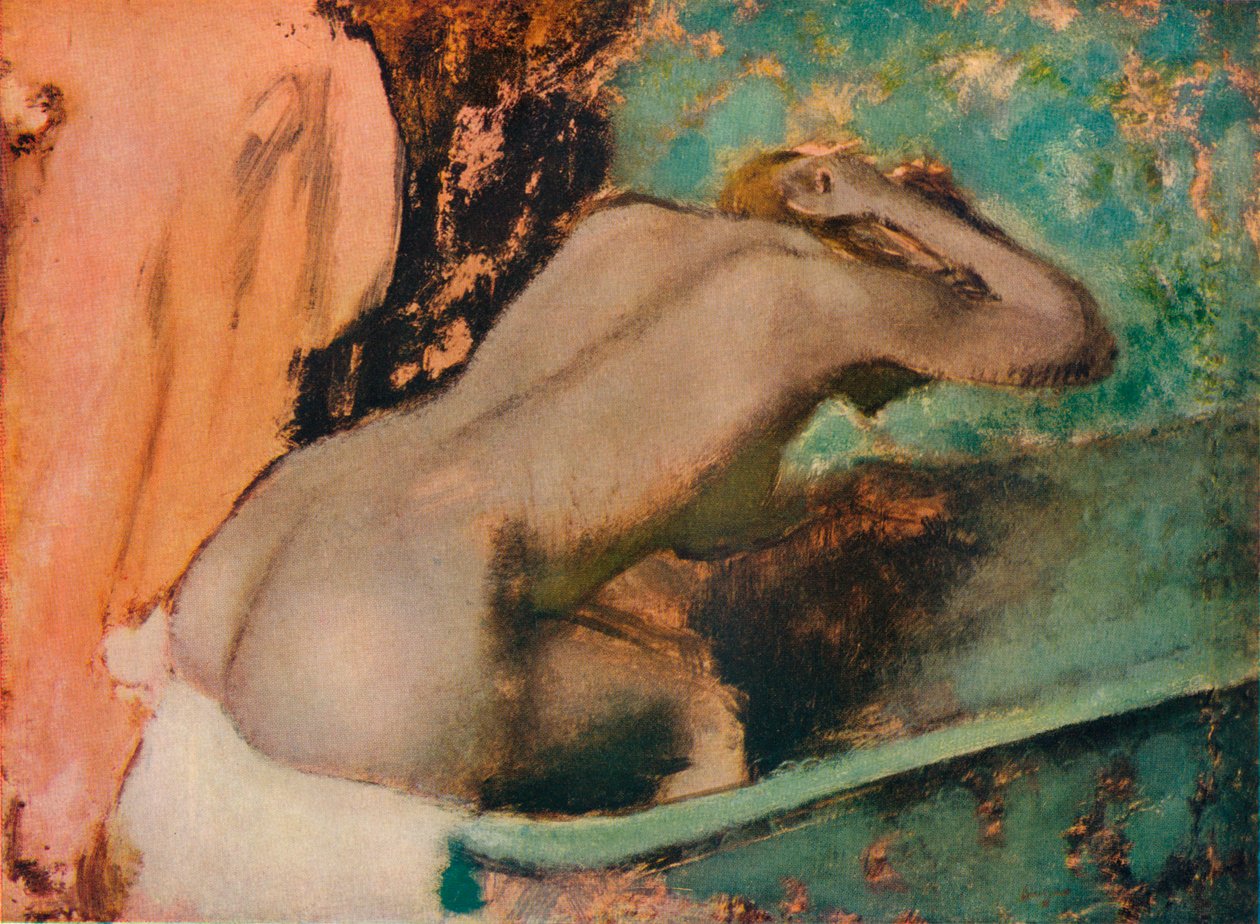 Kvinne som sitter på kanten av et badekar og tørker nakken, c1880, 1936 av Edgar Degas